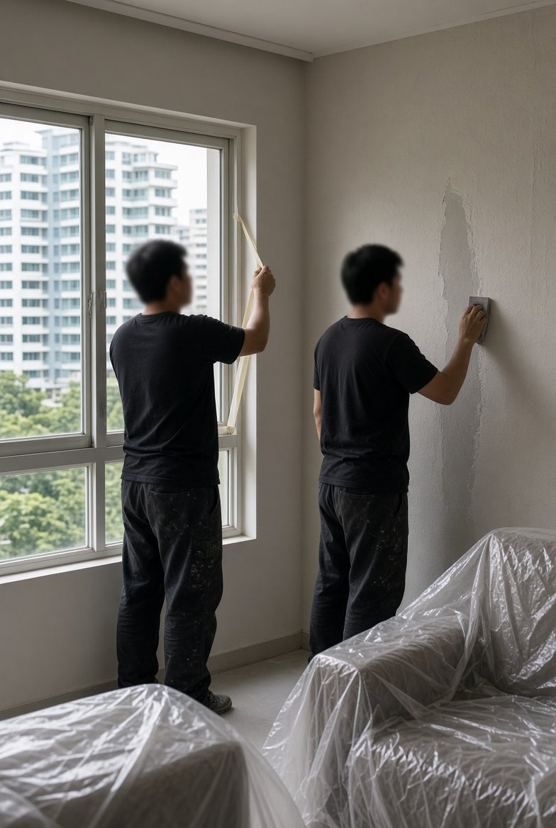 JMLEE painters masking and preparing walls